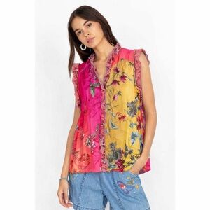 Johnny Was Womens Silk Emboy Ofelia Blouse Size M